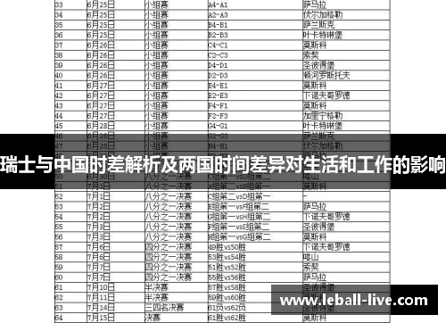 瑞士与中国时差解析及两国时间差异对生活和工作的影响